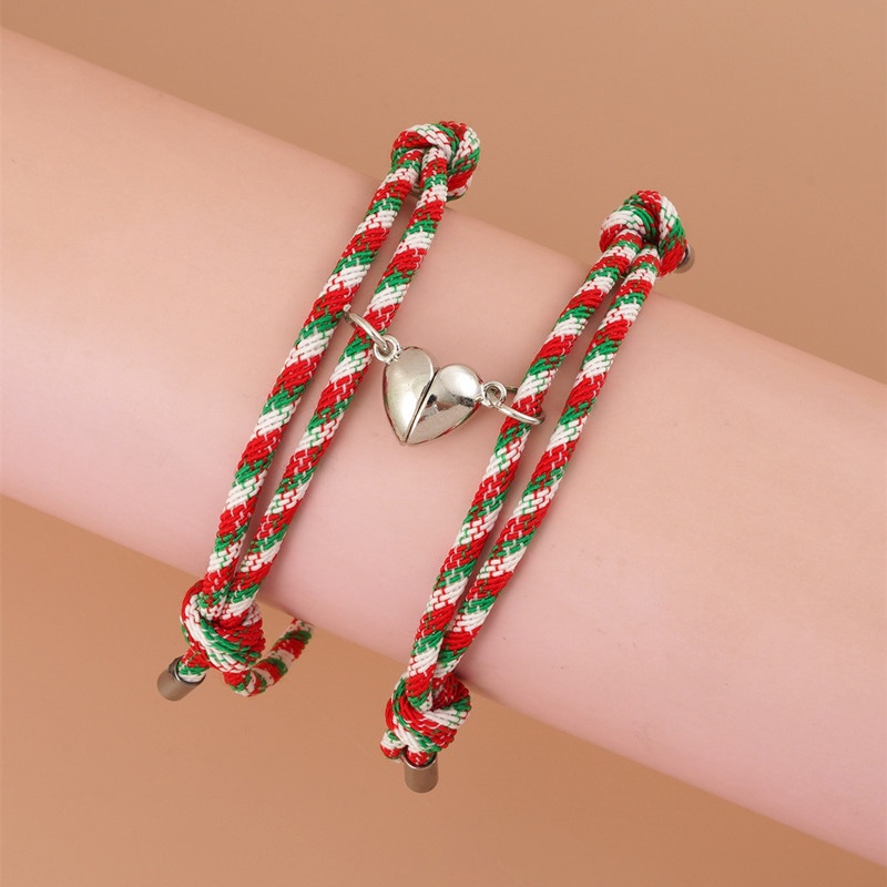 2 Pcs Beberapa Magnet Gelang Menarik Santa Claus Kreatif Adjustable Pesona Gelang Cinta Hadiah Natal