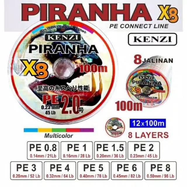 senar pe 0.8 1 1.5 2 3 4 piranha x8