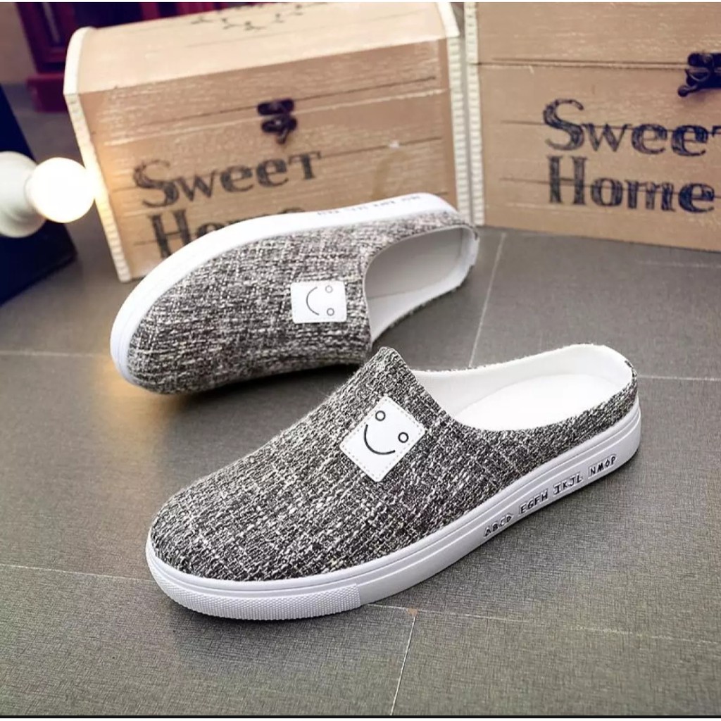 Sepatu Wanita Slip On Marsmellow Slipon Mules Spatu Flat Flatshoes Flatshoe Perempuan Krem Hitam Dan Biru FSH237