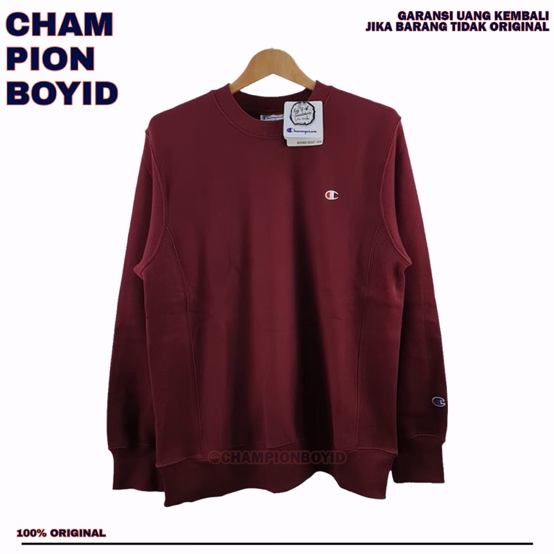 Champion  Reverse Weave Basic Logo Crewneck / Sweater Maroon Europe Market