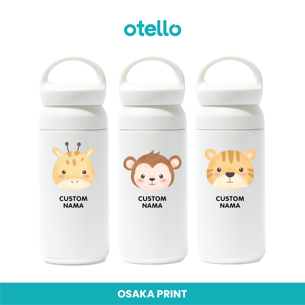 Custom Tumbler Animal Watercolor Cetak Print UV Botol Hadiah Anak Tambler Water Bottle Tumblr Unik Lucu