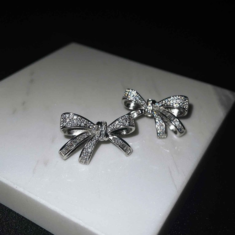 [Ready Stock]Female Fairy Bow Necklace Butterfly Rings Set Light Luxury