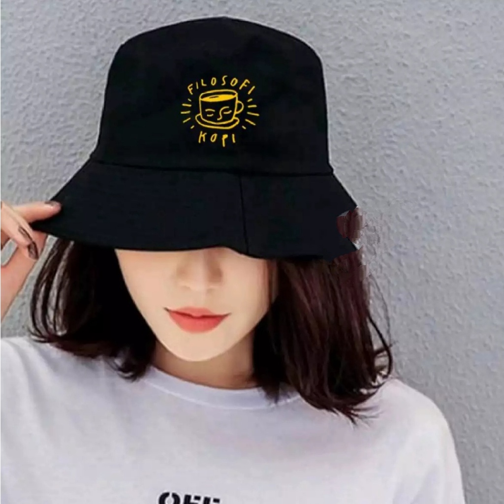 TERLARIS Topi bucket pria dan wanita filosofi kopi termurah unisex/realpict/bisa COD