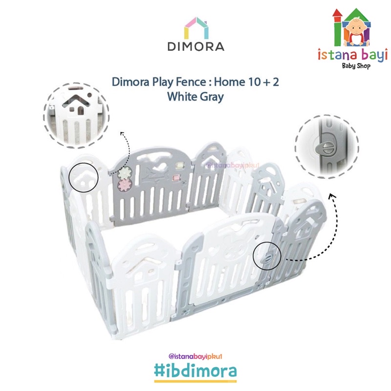 Dimora Fence PLAY 10 + 2 - Blue &amp; White Color Panel - Pagar pengaman anak