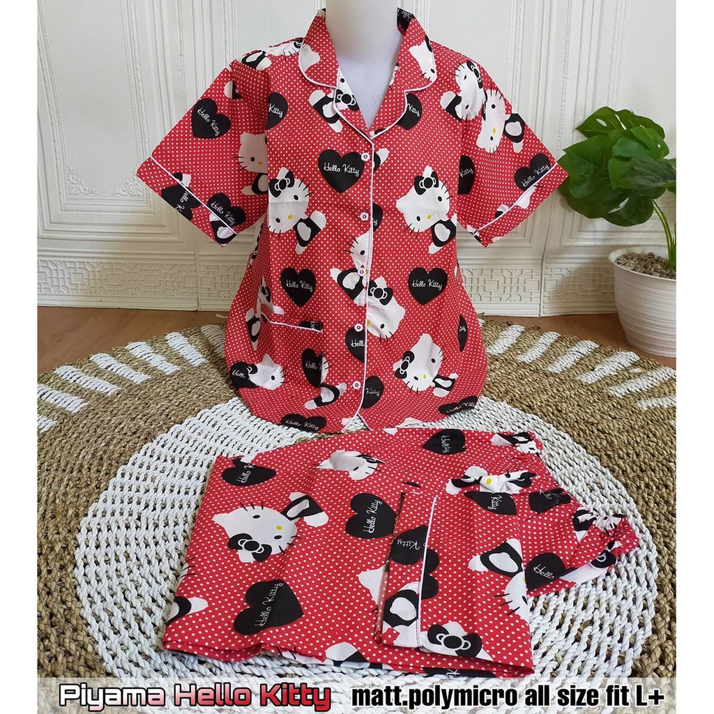 [R8] KS Piyama Dewasa Hello Kitty Polka