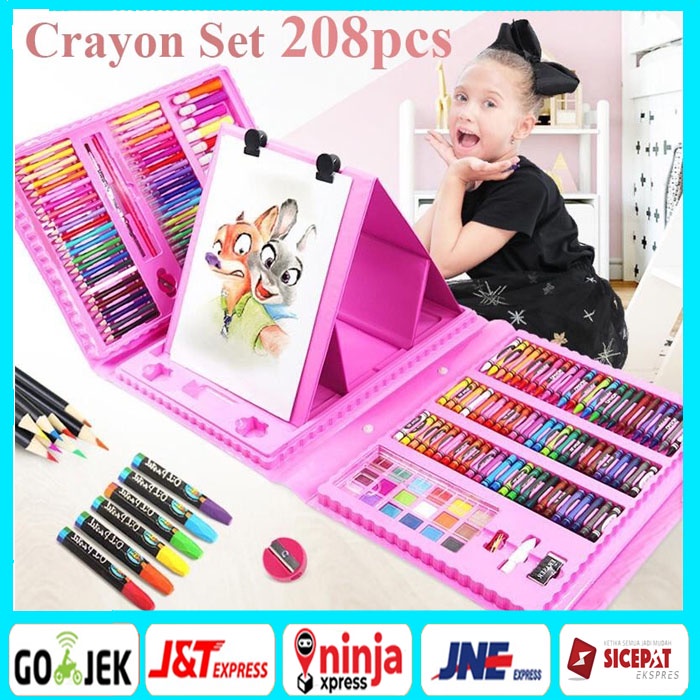 

BBS Crayon Set 208pcs / Krayon Mewarnai Anak 208pcs / Pensil Warna Set 208 pcs / Crayon Set 208pcs Alat Menggambar Melukis Anak-anak Crayon Cat Air Pensil Crayon Anak Pengasah Hadiah ulang tahun anak