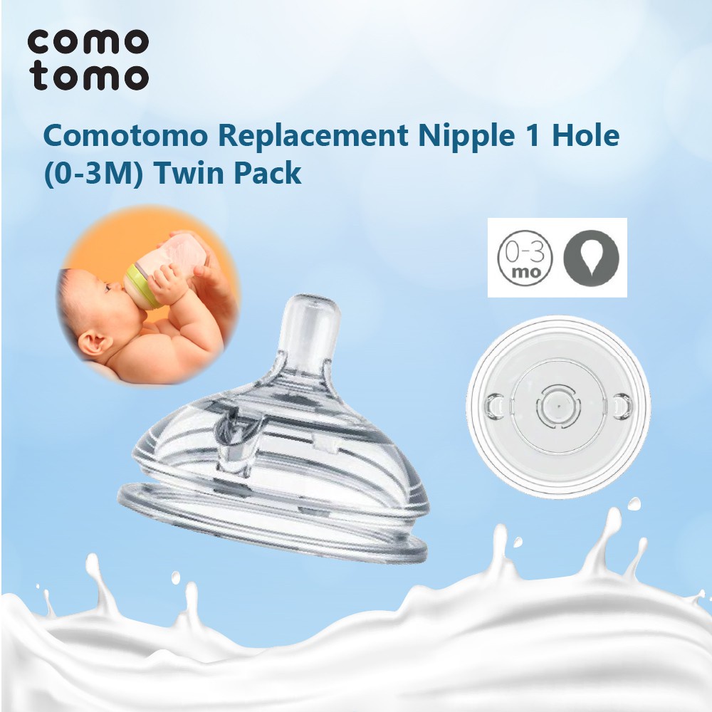 COMOTOMO - COMOTOMO REPLACEMENT NIPPLE 0-3 MONTH-3+MONTH-6+ MONTH-6+MONTH Y CUT TWIN PACK - BOTOL SUSU BAYI - BREAT MILK BABY BOTTLE