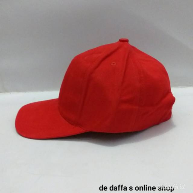 Topi Baseball polos dewasa cap Merah bahan rapel pengait besi