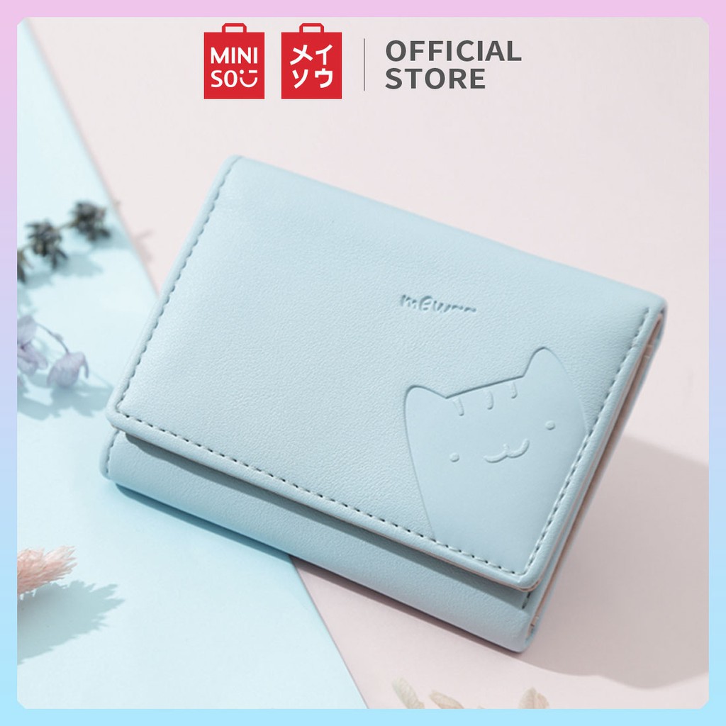 Miniso Official Dompet Wanita Animal Print Seri Wanita Tri-Lipat Official Dompet Wanita Mini Pendek Kecil Lipat Simple Motif Binatang Lucu Hewan Karakter Wallet-1