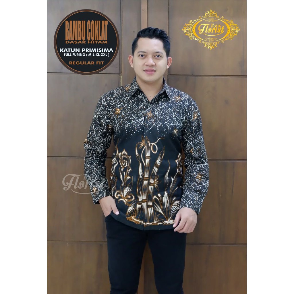 BAMBU COKLAT Kemeja Batik Pria Full Furing Bahan Katun Primisima