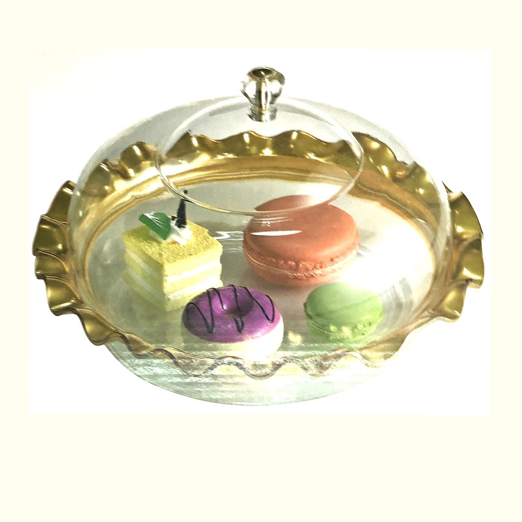 Krishome Dessert Plate Gold Love 30cm Tempat Snack Kue Cemilan Motif Love