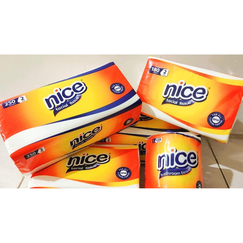 Vinztstore -Tissue Nice Tisu 250 Sheet Tisue Wajah Tisue Kamar Mandi Tisue Facial Soft 2ply