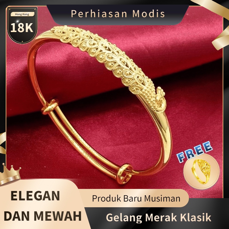 Gelang Emas Wanita Hong Kong Fashion Sederhana Gelang Hadiah Ulang Tahun-8