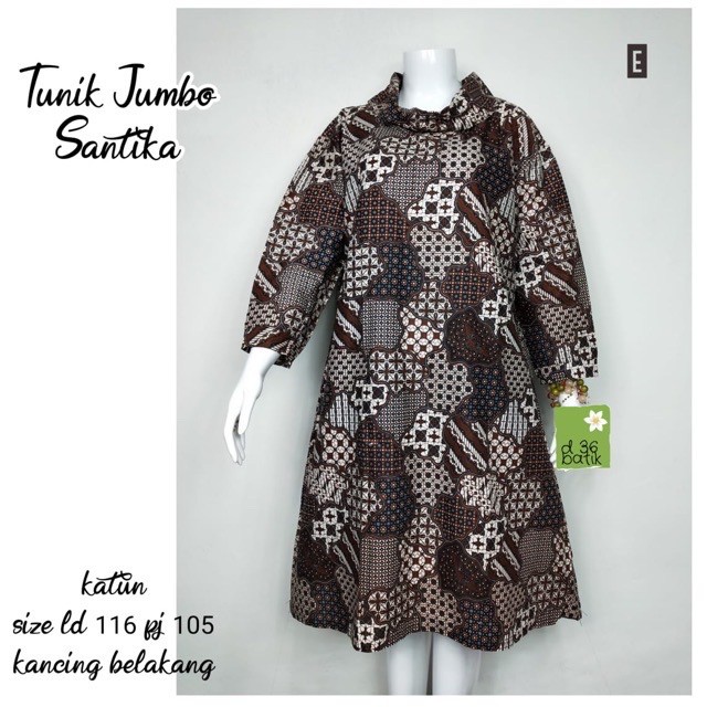 Tunik Jumbo Santika Batik White Jumbo Big Size Muslim Midi Pesta Kerja Seragam Kondangan Modern