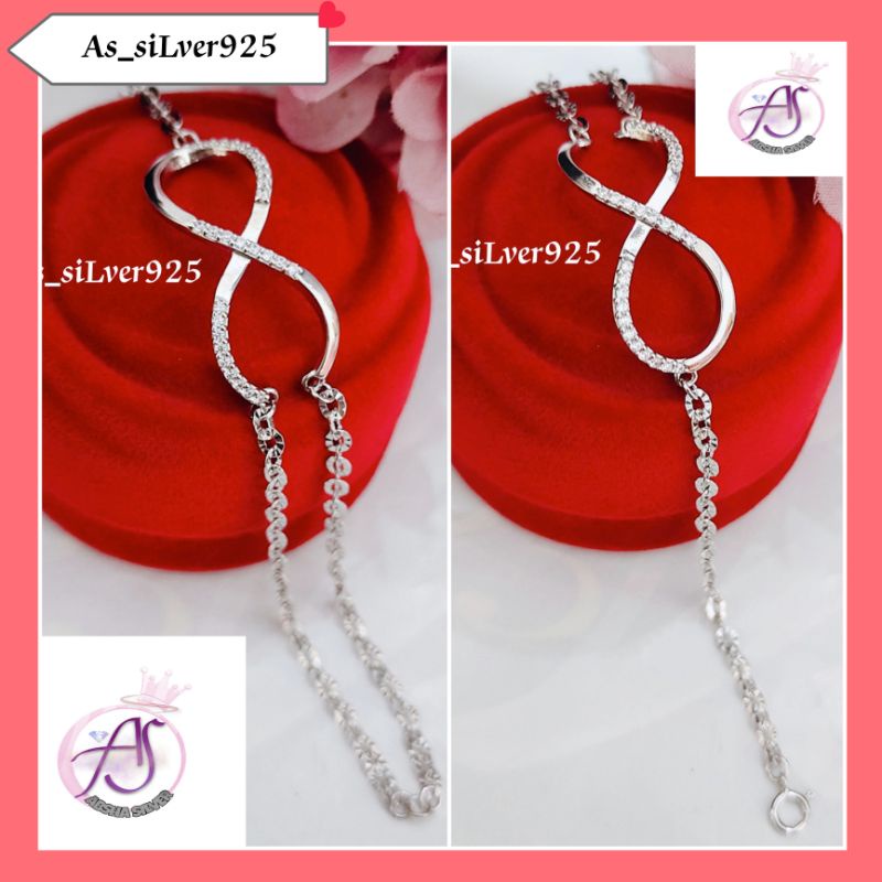 GELANG PERAK NORI UKIR 2 LAYER ASLI SILVER 925 LAPIS MAS PUTIH_GTR BALOK