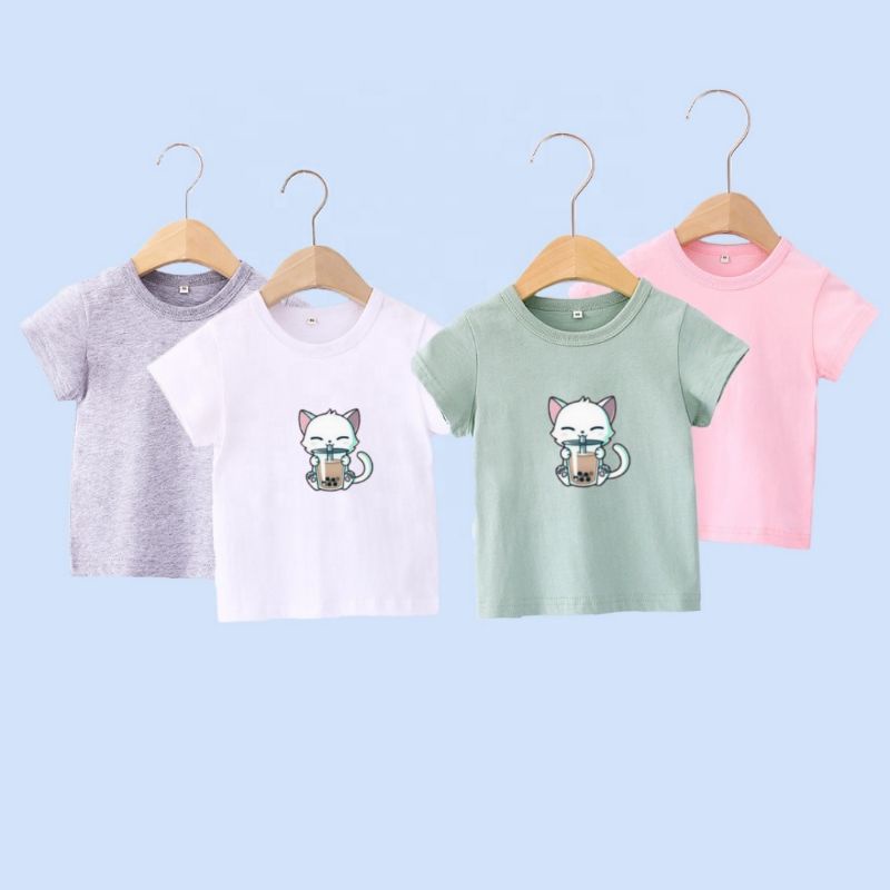 Kaos Anak Kucing BoBa Baju Unisex Anak Usia 2-10th Kaos Lengan Pendek Kaos Oblong Anak Cewek Cowok K