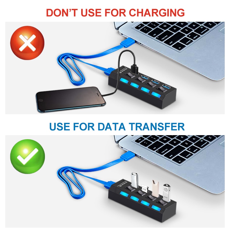 Hub Splitter Usb 3.0 2.0 4 / 7 Port Expander Multiple Usb 3 Hab Dengan Saklar Untuk Pc