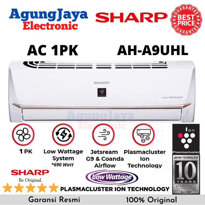 AC SHARP AH-AP9UHL 1PK PLASMACLUSTER JETSTREAM LOW WATT 1 PK (CILEGON SERANG)
