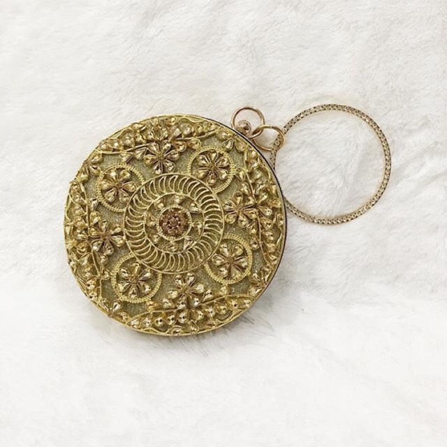 Clutch Bag Premium / Tas Pesta Gold Bulat