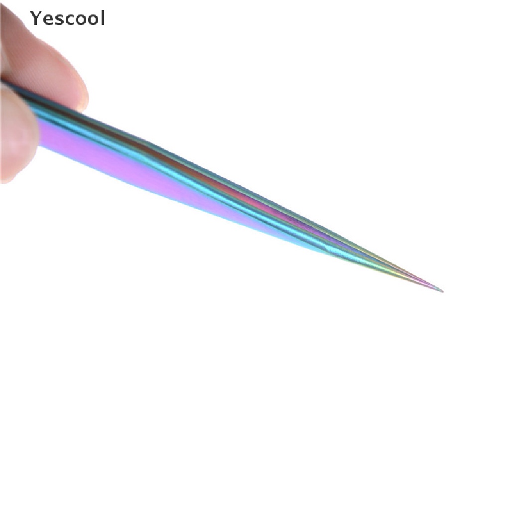 Yes Pinset Stainless Steel Warna Pelangi Untuk Mengambil Berlian Imitasi Stiker Kuku