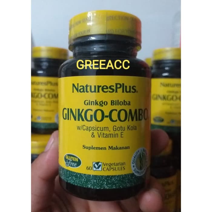 DISKON -  Nature's Plus Ginkgo Combo Biloba 60 Kap Ginko Gingko Natures Vit E