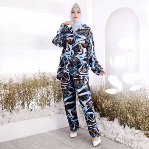 Baju Setelan Wanita Remaja Tunik Lengan Panjang Kekinian Murah Terbaru Tie Die Mila Set Bhn Rayon XL