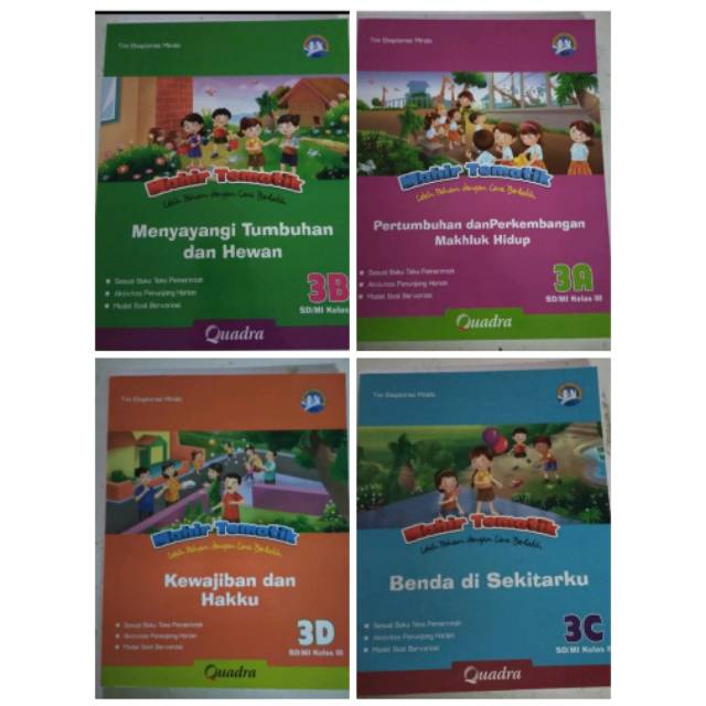 satu paket buku mahir tematik k13 kelas 3 semester 1 penerbit Quadra