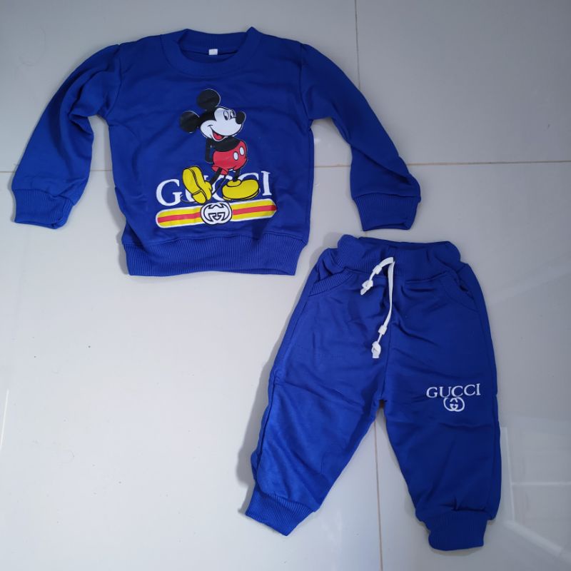 Setelan joger anak 1 2 3 4 5 tahun bahan premium murah jogger terlaris terbaru cewek cowok perempuan laki laki disney mickey mouse biru tua ( setelan jogger anak ) PART 3 FATONAH SHOP