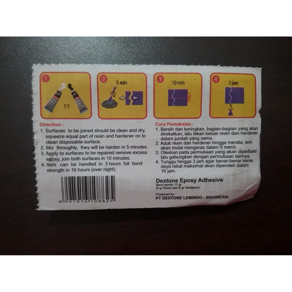 Dextone Lem 2in1 untuk Kayu Besi Kaca Dll 12 Gram