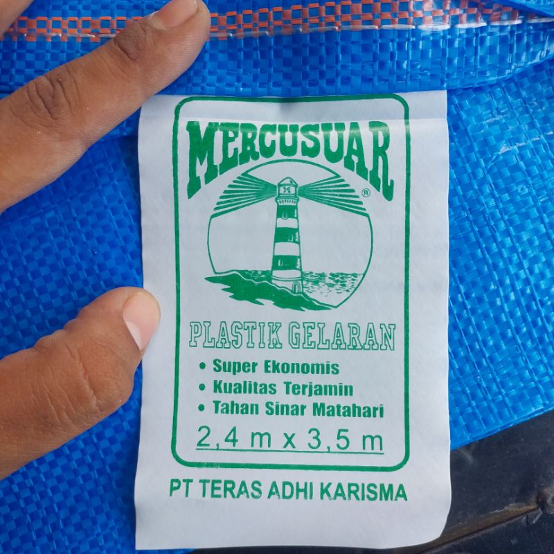 PLASTIK GELARAN 3,5 METER X 2,4 METER TELASAR LAYAR BIRU MERCUSUAR UNTUK JEMUR PADI