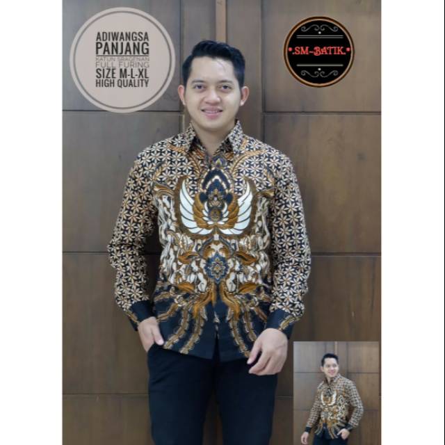 Kemeja Batik Adiwangsa Lengan Panjang Bahan Katun Halus Lapis Furing