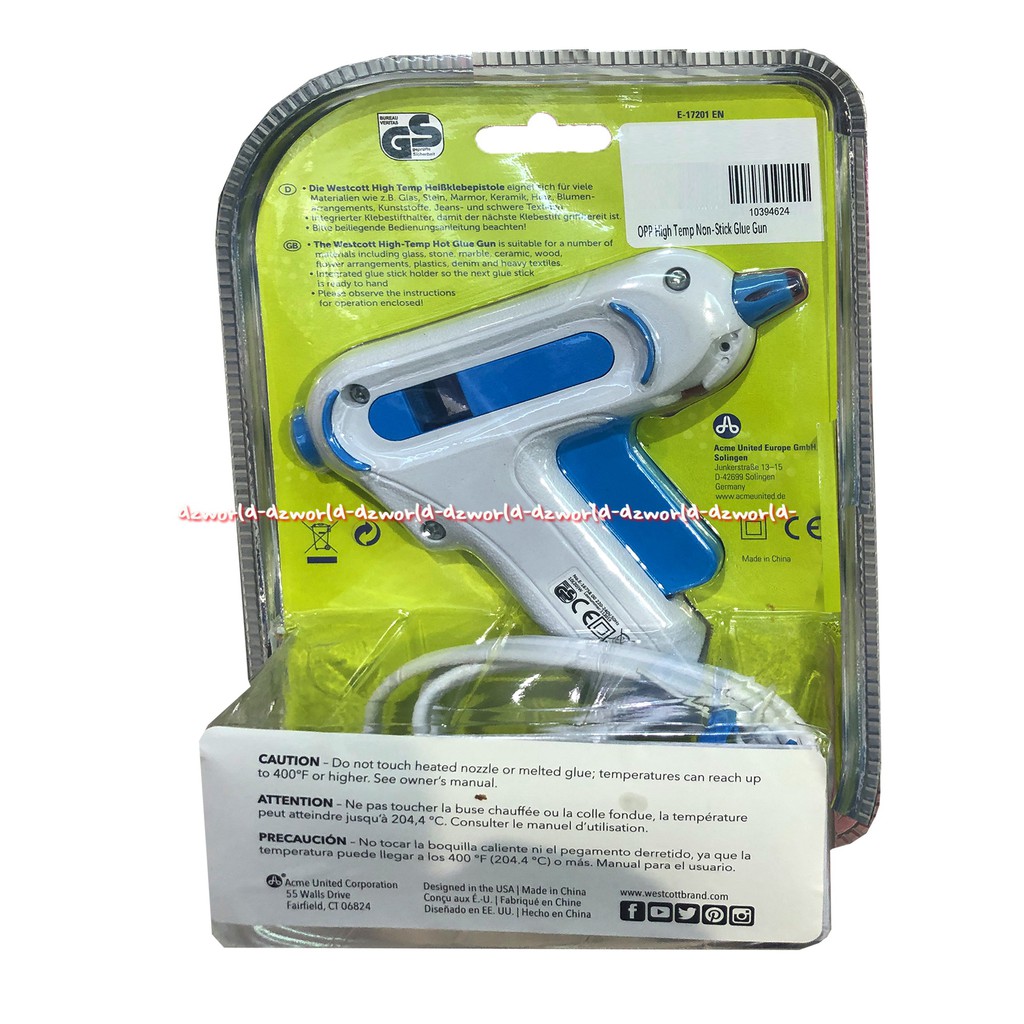 Westcott Mini Glue Gun Stick Holder Lem Tembak Putih Biru