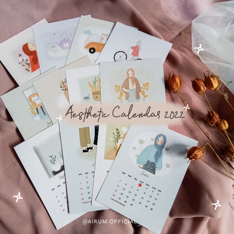 Kalender Meja Mini Aesthatic 2022