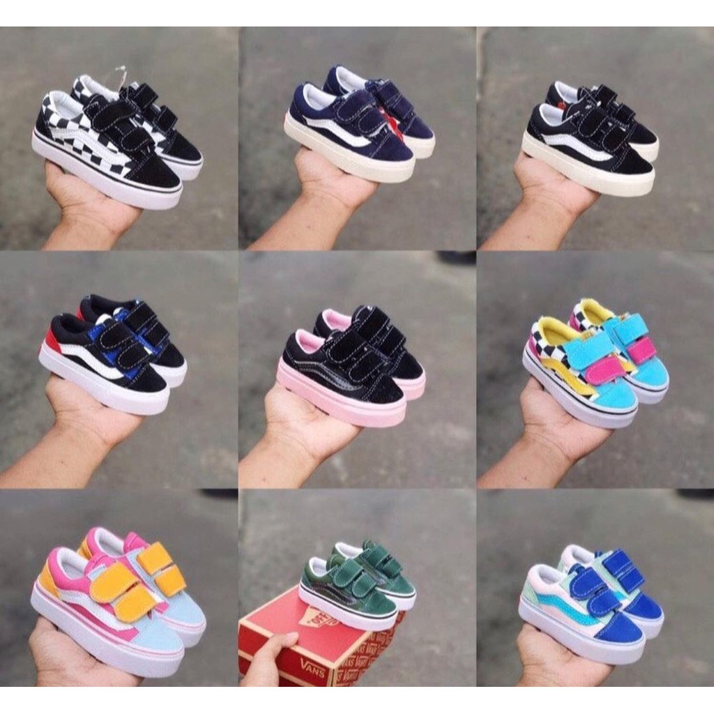 BISA COD - Sneakers Kids Sepatu anak perempuan VANS anak perekat terlaris dan ter baru