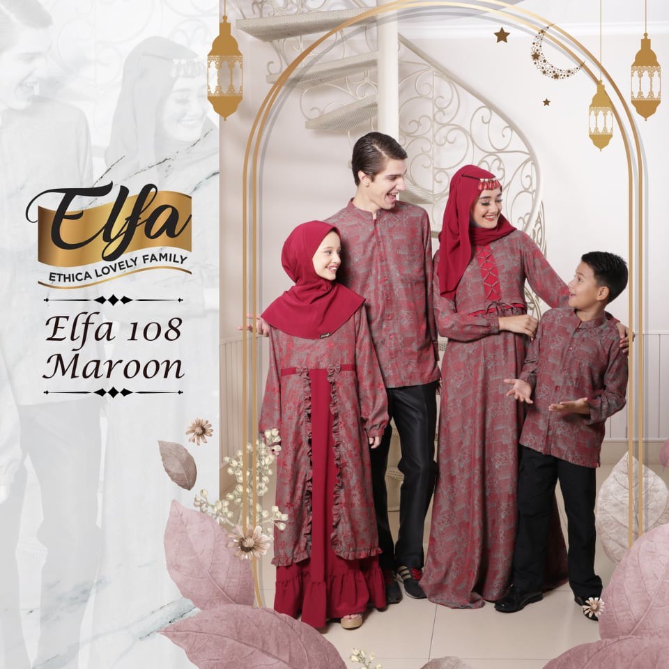 Elfa 108 Maroon by Ethica (Anak) Baju Sarimbit Keluarga Gamis Kagumi Kids 41 dan Koko Kahfi Kids 65