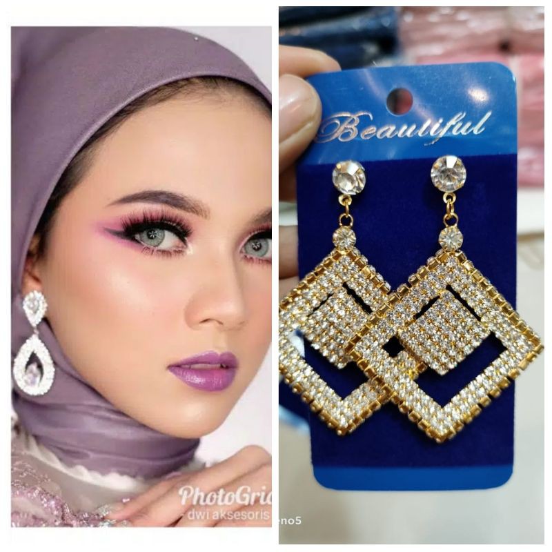 BARU  SEPASANG ANTING PENGANTEN WANITA/ ANTING PENGANTIN ANTING GLAMOUR ANTING KOREA