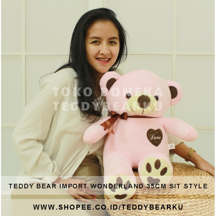 LIMITED! BONEKA BERUANG TEDDY BEAR IMPORT WONDERLAND LOVE LARGE 35 CM SIT STYLE