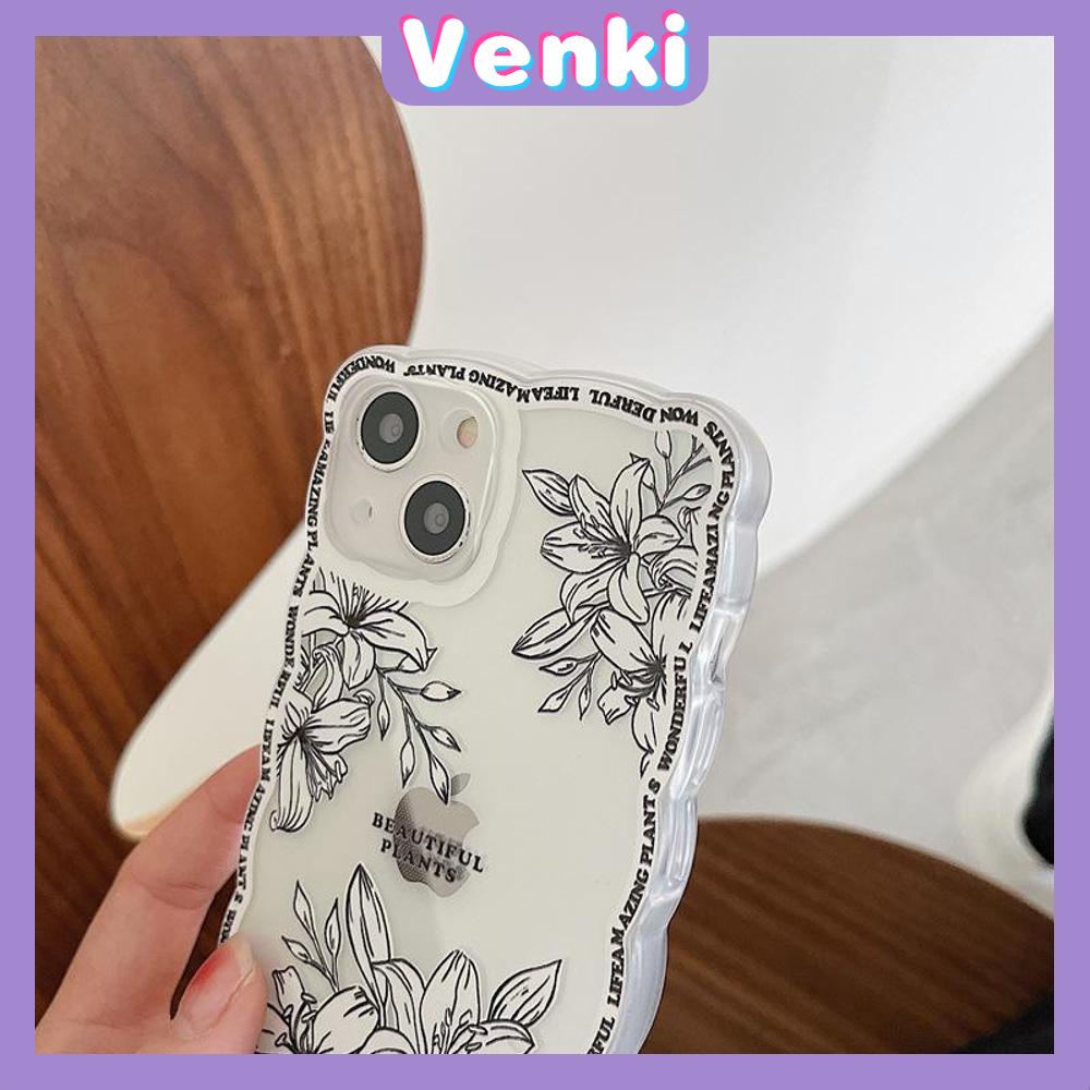 iPhone Case Silicone Soft Case TPU Clear Case Wave Anti-Slip Shockproof Protection Camera Black White Line Flower For iPhone 13 Pro Max iPhone 12 Pro Max iPhone 11 iPhone 7 Plus