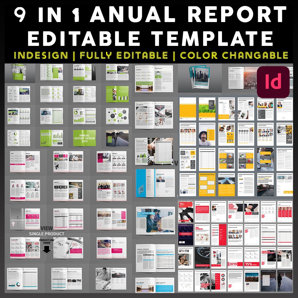 

NS 9 IN 1 Annual Report Template Bundle | Indesign | Fully Editable