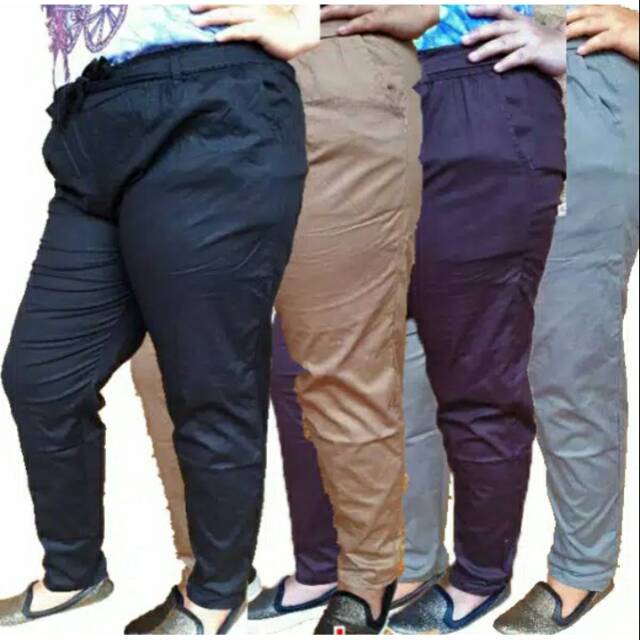  Celana  Panjang Skinny Harem Pants super  jumbo  wanita Katun  