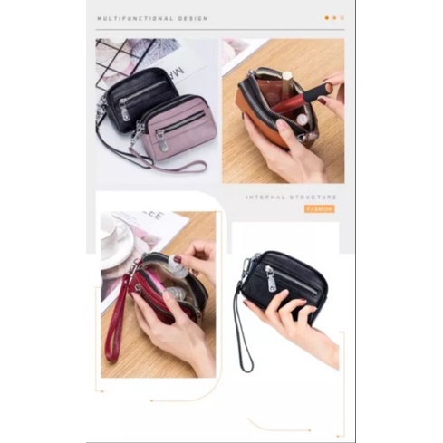 Dompeet Coin Mini Wanita 2021 Dopet untuk Kartu Dompet Wanita Terbaru Tas Tangan Wanita Dompet Wanita Korea Tas Bahan Kulit Jeruk Tebal IMPORT