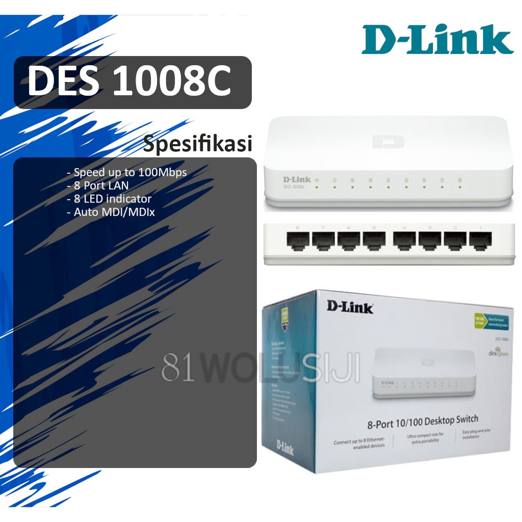 Switch/Hub DLink DES 1008C 8 Port 10/100Mbps