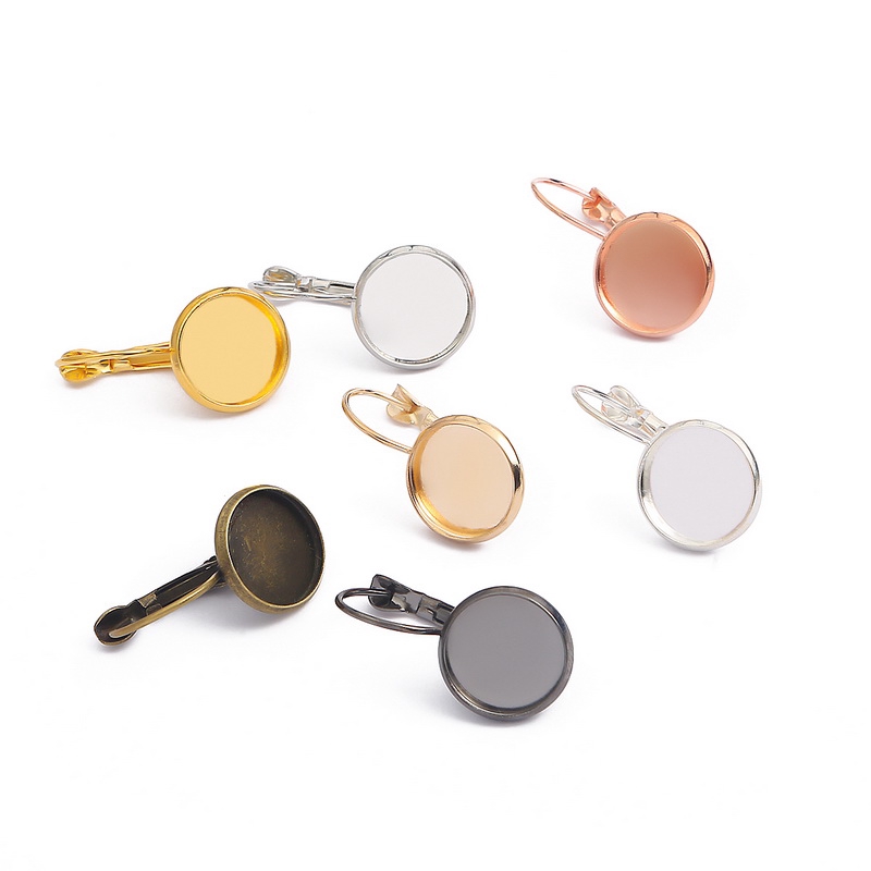 Nampan Anting Cabochon Kosong Ukuran 8 / 10 / 12 / 14 / 16 / 18 / 20 / 25mm Untuk Membuat Perhiasan