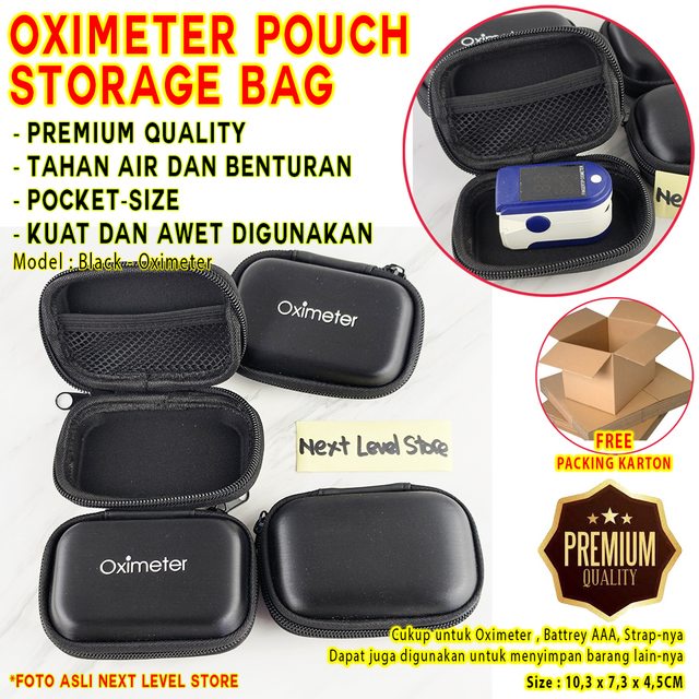 Pouch Oximeter Oxymeter Tas Dompet Case Casing Penyimpanan Black Oxi