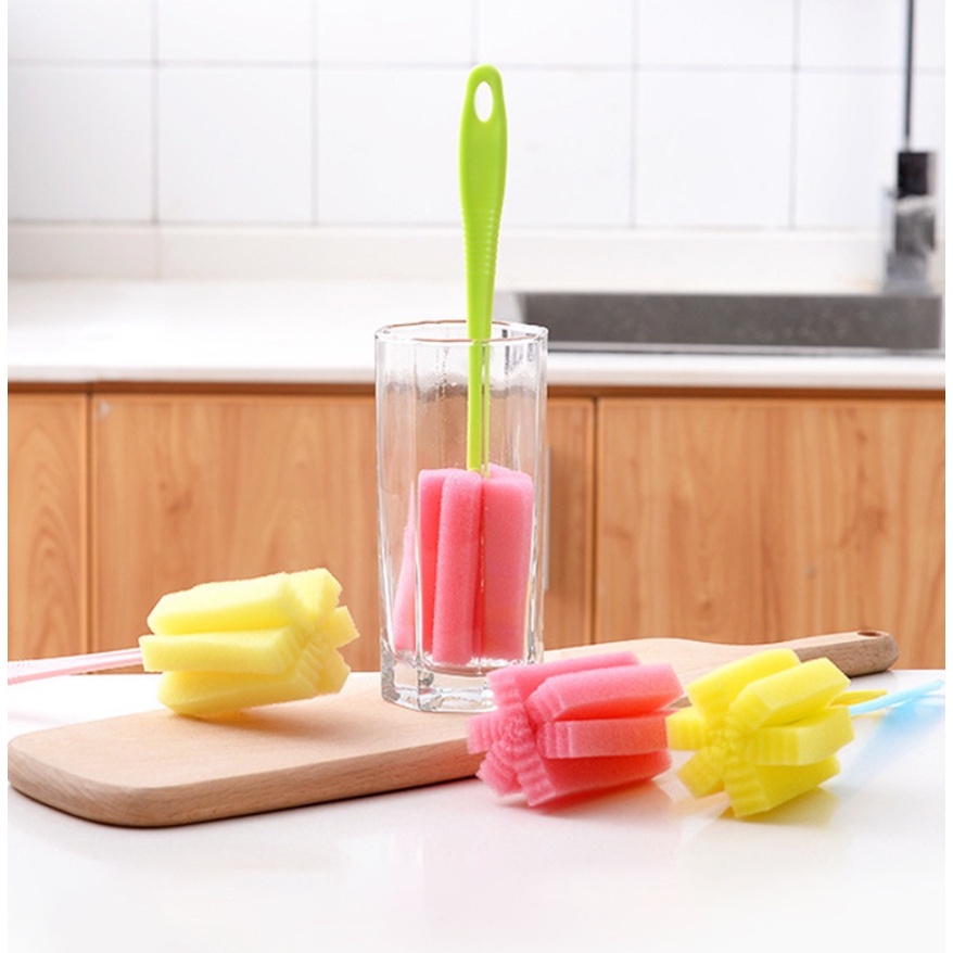 Spons Tongkat Pembersih Botol Minum Sikat Busa Pembersih Dot Susu Bayi Cleaner Sponge Stick Sikat Spon Pencuci Gelas Serbaguna