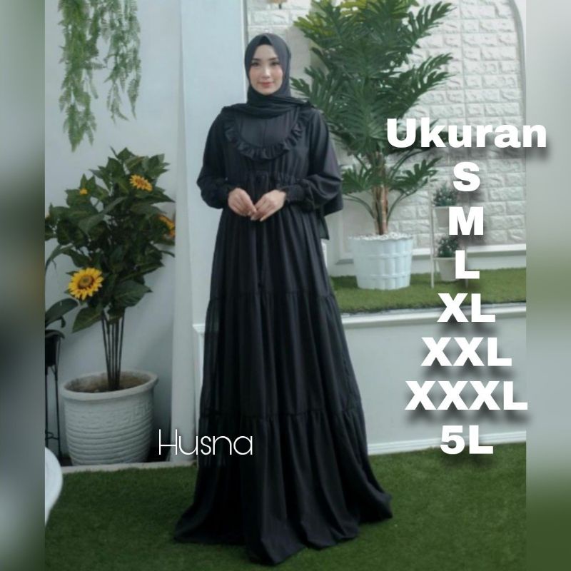 Premium Series HUSNA Dress Ceruty Babydoll Polos  Big Size Ukuran Size S M L XL 2XL 3XL 4XL XXL XXXL  XXXXL 2L 3L 4L 5L  Dress Wanita Jumbo Gamis Big Size Baju Korea Over Size