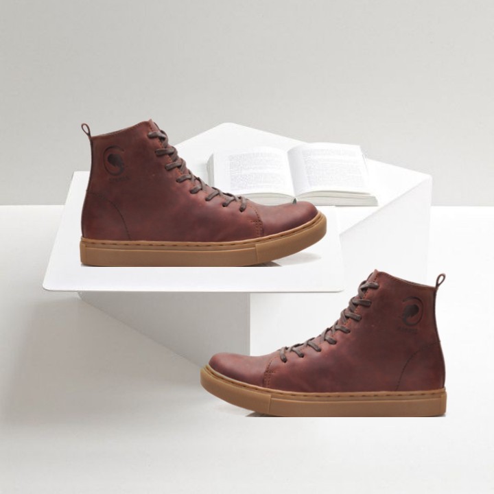 MAGNUS BROWN (Kulit Asli) - Sepatu Boots Pria Kasual Kulit Klasik Vintage Sporty Casual Cowok - Boot Kulit