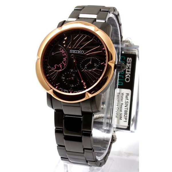 Seiko Ladies Criteria SNT882P1 Black Rose Gold - Jam Tangan Wanita SNT882