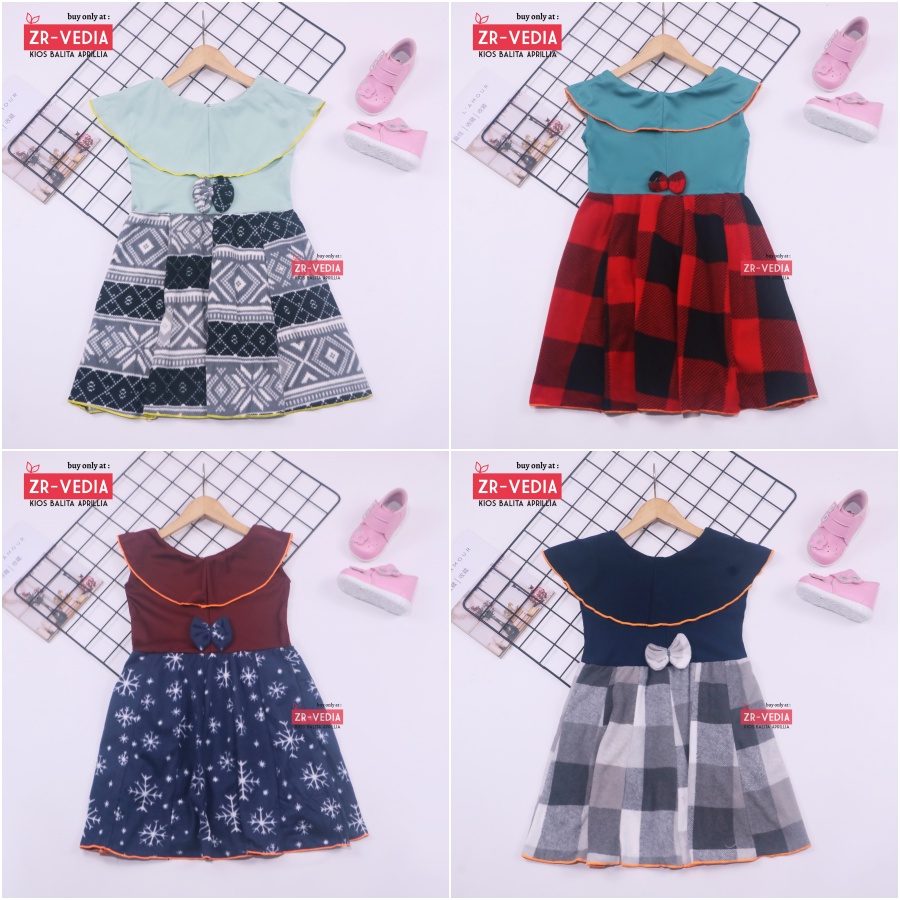 (BLUDRU FLANEL) Dress Cantika uk 4-5 Tahun / Baju Anak Perempuan Harian Yukensi Murah Grosir