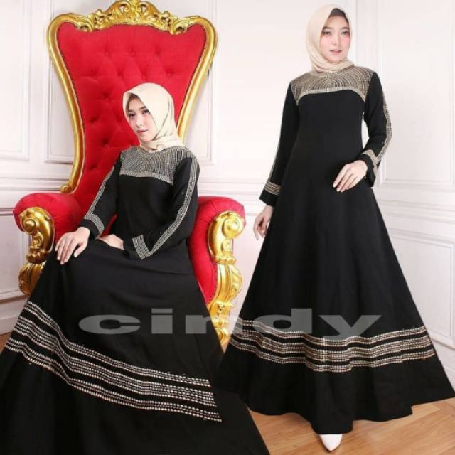 Gamis abaya bordir mutiara/abaya hitam